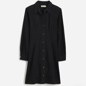 Madewell Black Long Sleeve Denim Dress (seamed mini dress)